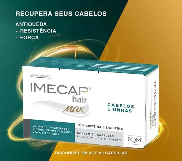 Kit Imecap Hair Cabelos e Unhas Suplemento Alimentar Leve 90 Cápsulas Pague 60
Tenha cabelos e unhas saudáveis com Imecap Hair, um nutricosmético formulado com nutrientes essenciais que agem de dentro para fora. Disponível em embalagem de 60 cápsulas, este produto é indicado tanto para homens quanto para mulheres que buscam fortalecer seus fios e prevenir a queda capilar.
