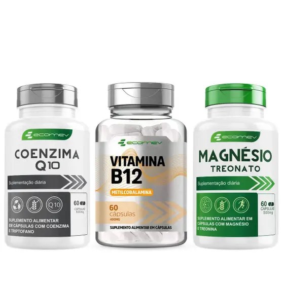 KIT VITAMINA B12 METILCOBALAMINA ( FORMA ATIVA) + COENZIMA Q10 COM L TRIPTOFANO
